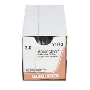 Monocryl™ Poliglecaprone PS-2 3/8 Circle Precision Reverse Cutting Needle Size 3-0 Monofilament | SurgiMac Dental Supply