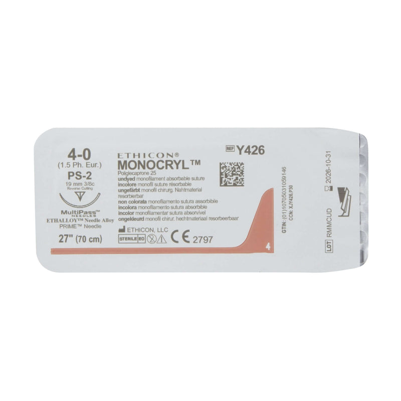 Monocryl™ Poliglecaprone PS-2 3/8 Circle Precision Reverse Cutting Needle Size 4-0 Monofilament | SurgiMac Dental Supply