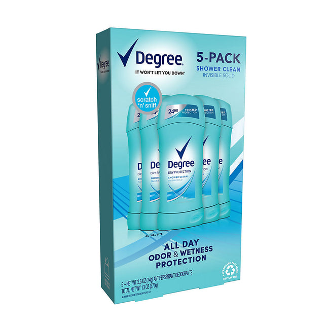 Degree Women's Shower Clean Dry Protection Deodorant, 5 pk. 228932