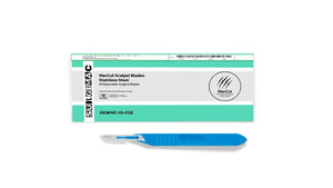 SurgiMac #22 Sterile Surgical Scalpel Blade, Plastic Handle, Stainless Steel, MacCut, 10/Pk | SurgiMac Dental Supply