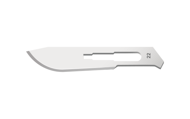 #22 Sterile Stainless Steel Surgical Scalpel Blade | MacCut by SurgiMac | Box of 100 MC-10-1222