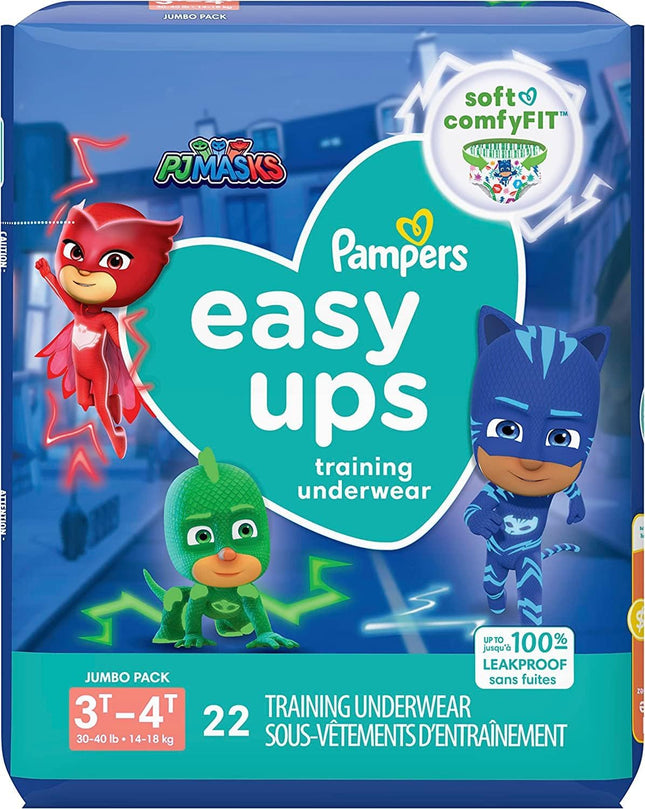 Procter & Gamble | Pampers Easy Ups Training Underwear, Pull On, Boys, Size 5, 3T-4T, 22/pk, 4pk/cs | 3700076554