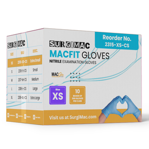 SurgiMac Nitrile Exam Gloves, Chemo Tested, Blue, MacFit, 300/Box