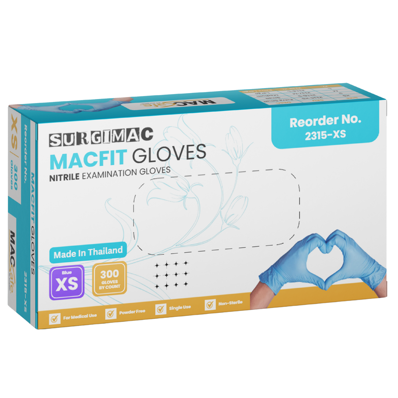 SurgiMac Nitrile Exam Gloves, Chemo Tested, Blue, MacFit, 300/Box