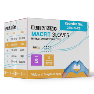 SurgiMac Nitrile Exam Gloves, Chemo Tested, Blue, MacFit, 300/Box