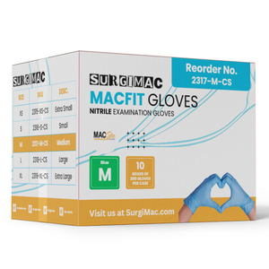 SurgiMac Nitrile Exam Gloves, Chemo Tested, Blue, MacFit, 300/Box