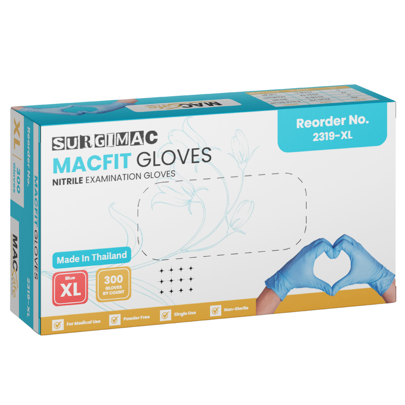 SurgiMac Nitrile Exam Gloves, Chemo Tested, Blue, MacFit, 300/Box