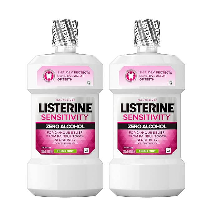 Listerine Sensitivity Mouthwash, Zero Alcohol, Fresh Mint, 500 mL, 6/cs | SurgiMac Dental Supply
