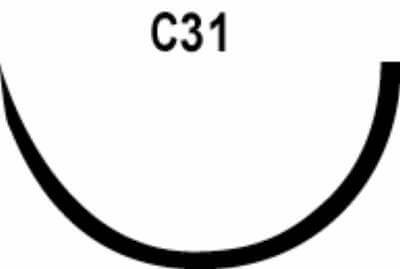 Absorbable Suture with Needle LOOK Plain Gut C31 1/2 Circle Reverse Cutting Needle Size 3 - 0 594B