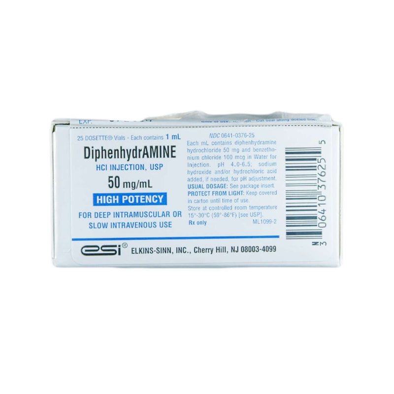 Diphenhydramine HCl 50 mg / mL Injection, 25/Ct 00641037625