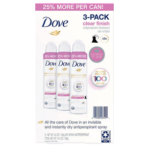 Dove Clear Finish Antiperspirant Spray, 3 ct. 248710