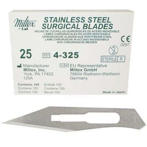 Miltex #25 Sterile Stainless Steel Surgical Scalpel Blade, Box of 100 | SurgiMac Dental Supply