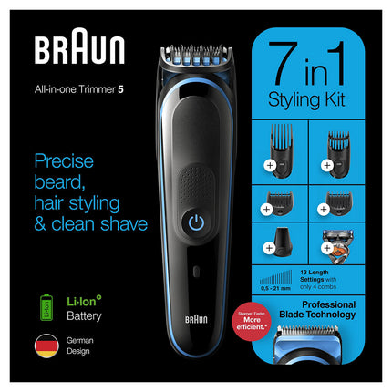 Braun 7-in-1 MGK5245 Beard Trimmer for Men, Black