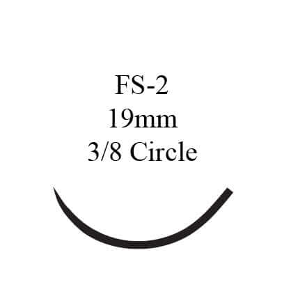 Absorbable Suture with Needle Chromic Gut FS-2 3/8 Circle Reverse Cutting Needle Size 3 - 0