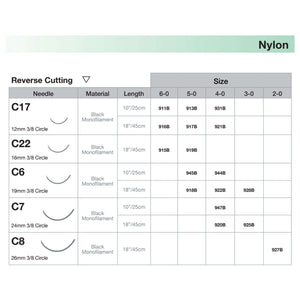 Nonabsorbable Suture with Needle LOOK Nylon C6 3/8 Circle Reverse Cutting Needle Size 4 - 0 Monofilament 922B