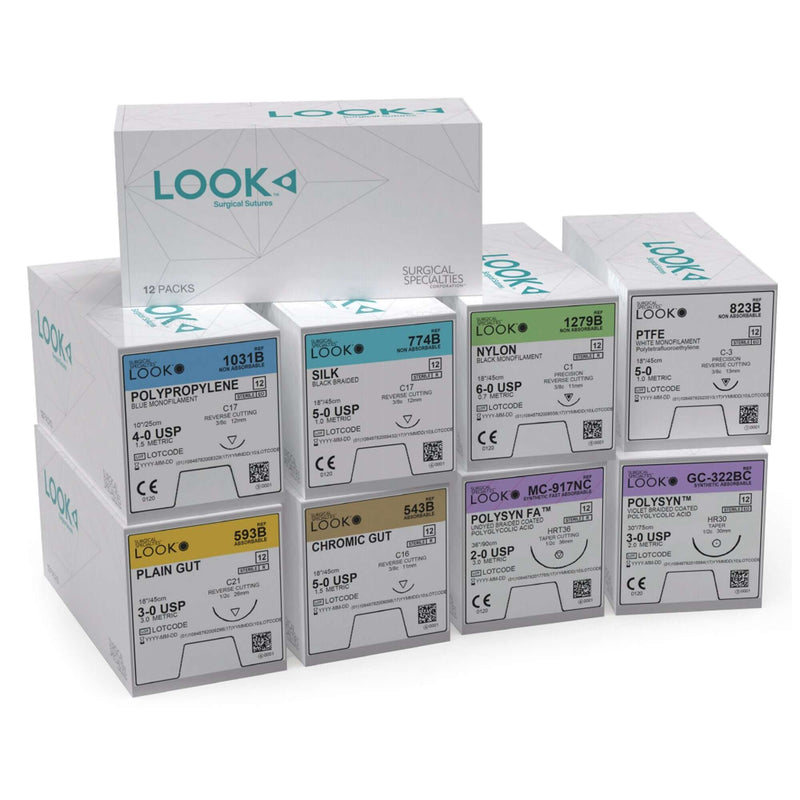 Nonabsorbable Suture with Needle LOOK Nylon C6 3/8 Circle Reverse Cutting Needle Size 4 - 0 Monofilament 922B