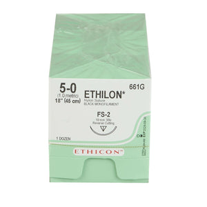 Ethilon™ Nylon FS-2 3/8 Circle Reverse Cutting Needle Size 5-0 Monofilament | SurgiMac Dental Supply
