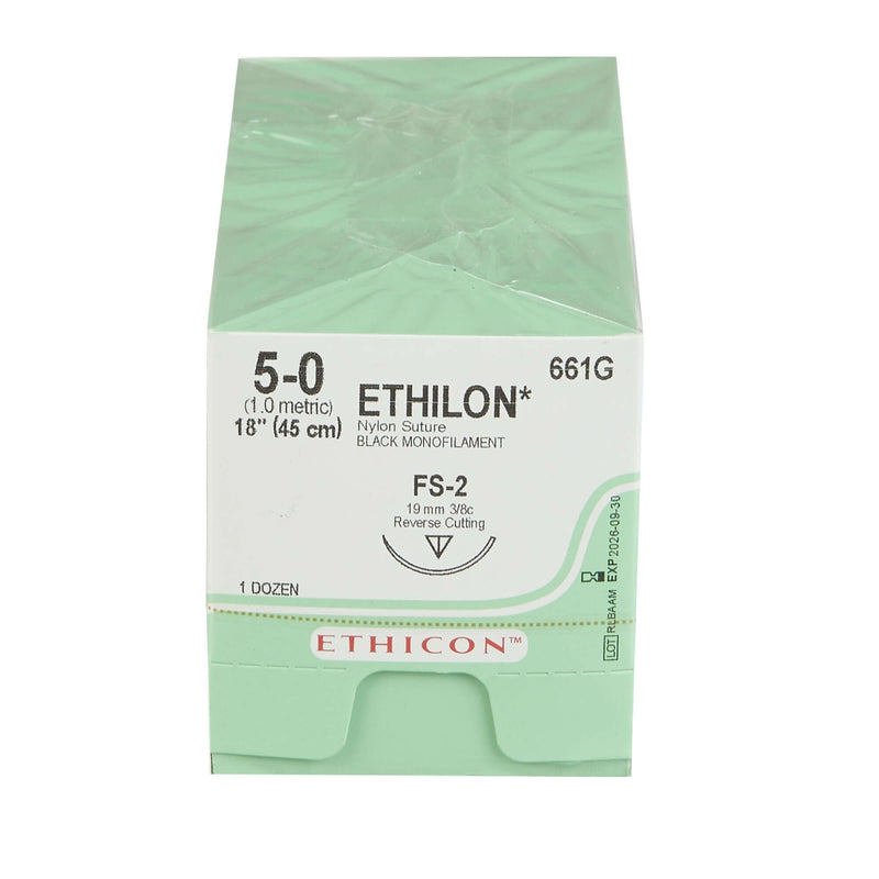 Ethilon™ Nylon FS-2 3/8 Circle Reverse Cutting Needle Size 5-0 Monofilament | SurgiMac Dental Supply