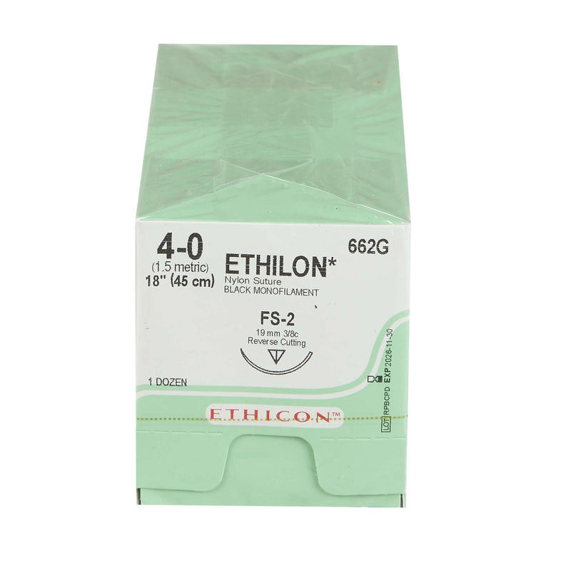 Ethilon™ Nylon FS-2 3/8 Circle Reverse Cutting Needle Size 4-0 Monofilament | SurgiMac Dental Supply