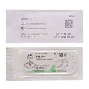 Ethilon™ Nylon FS 3/8 Circle Reverse Cutting Needle Size 2-0 Monofilament | SurgiMac Dental Supply