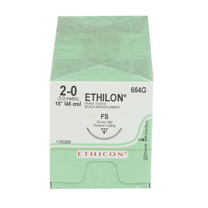 Ethilon™ Nylon FS 3/8 Circle Reverse Cutting Needle Size 2-0 Monofilament | SurgiMac Dental Supply