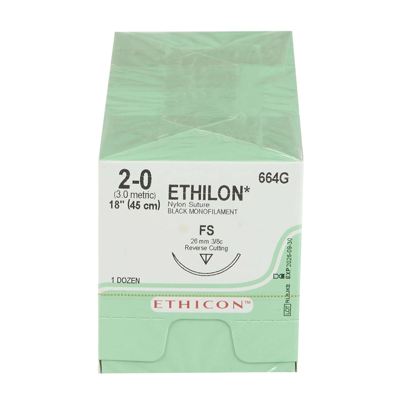 Ethilon™ Nylon FS 3/8 Circle Reverse Cutting Needle Size 2-0 Monofilament | SurgiMac Dental Supply