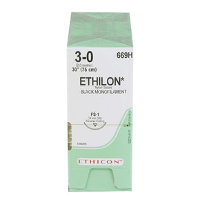 Ethilon™ Nylon FS-1 3/8 Circle Reverse Cutting Needle Size 3-0 Monofilament | SurgiMac Dental Supply