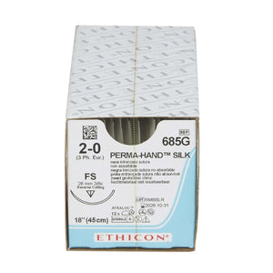 Perma-Hand™ Silk FS 3/8 Circle Reverse Cutting Needle Size 2-0 Braided | SurgiMac Dental Supply