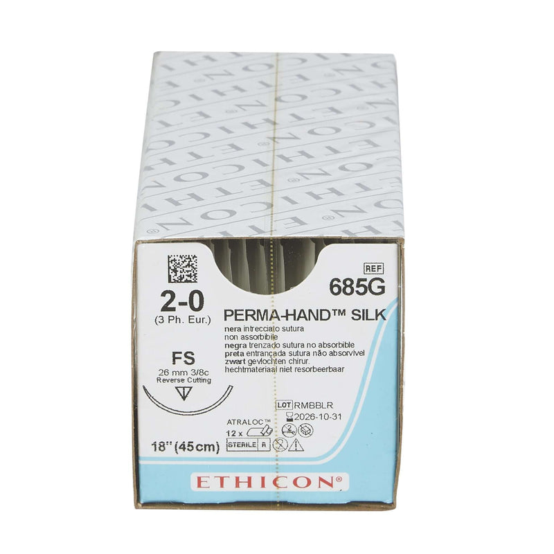 Perma-Hand™ Silk FS 3/8 Circle Reverse Cutting Needle Size 2-0 Braided | SurgiMac Dental Supply