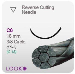 Nonabsorbable Suture with Needle LOOK Silk C6 3/8 Circle Reverse Cutting Needle Size 5 - 0 Braided | 754B | Corza Medical | SurgiMac