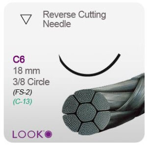 Nonabsorbable Suture with Needle LOOK Silk C6 3/8 Circle Reverse Cutting Needle Size 5 - 0 Braided 754B