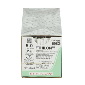 Nonabsorbable Suture with Needle Ethilon™ Nylon P-3 3/8 Circle Precision Reverse Cutting Needle Size 5-0 Monofilament | SurgiMac Dental Supply