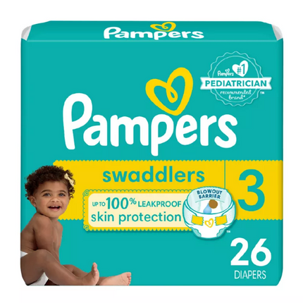Pampers Swaddlers Active Baby Diaper, Size 3, 26/pk, 4pk/cs