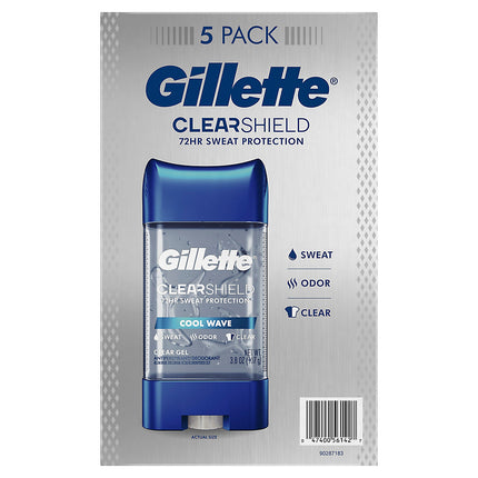 Gillette Cool Wave Gel Men's Antiperspirant and Deodorant, 5 pk./3.8 oz.