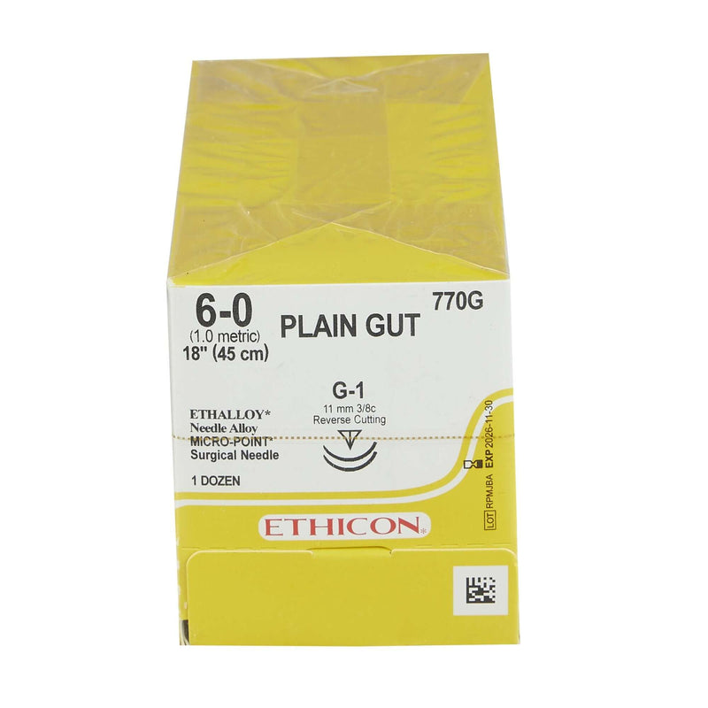 GUT PLAIN Plain Gut G-1 3/8 Circle Precision Reverse Cutting Needle Size 6-0 | SurgiMac Dental Supply