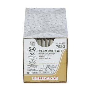 GUT CHROMIC Chromic Gut G-3 3/8 Circle Reverse Cutting Needle Size 5-0 | SurgiMac Dental Supply