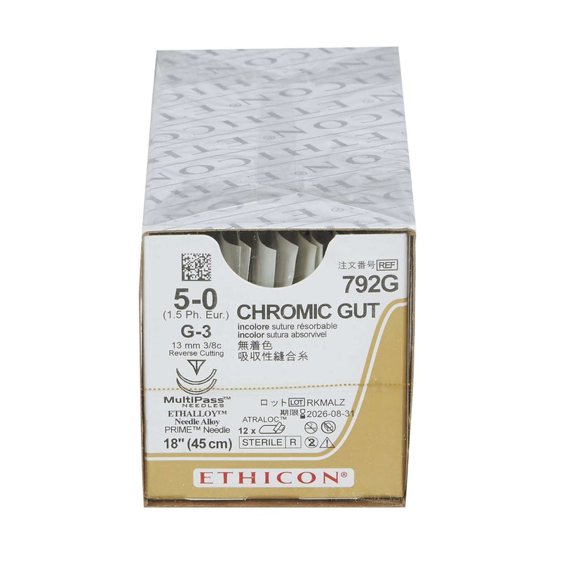 GUT CHROMIC Chromic Gut G-3 3/8 Circle Reverse Cutting Needle Size 5-0 | SurgiMac Dental Supply