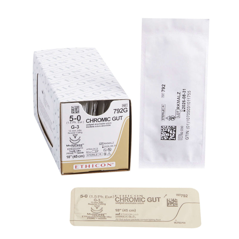 GUT CHROMIC Chromic Gut G-3 3/8 Circle Reverse Cutting Needle Size 5-0 | SurgiMac Dental Supply