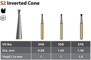 Alpen/Speedster FG #34G Inverted Cone Round Carbide Bur, package of 10 | SurgiMac Dental Supply