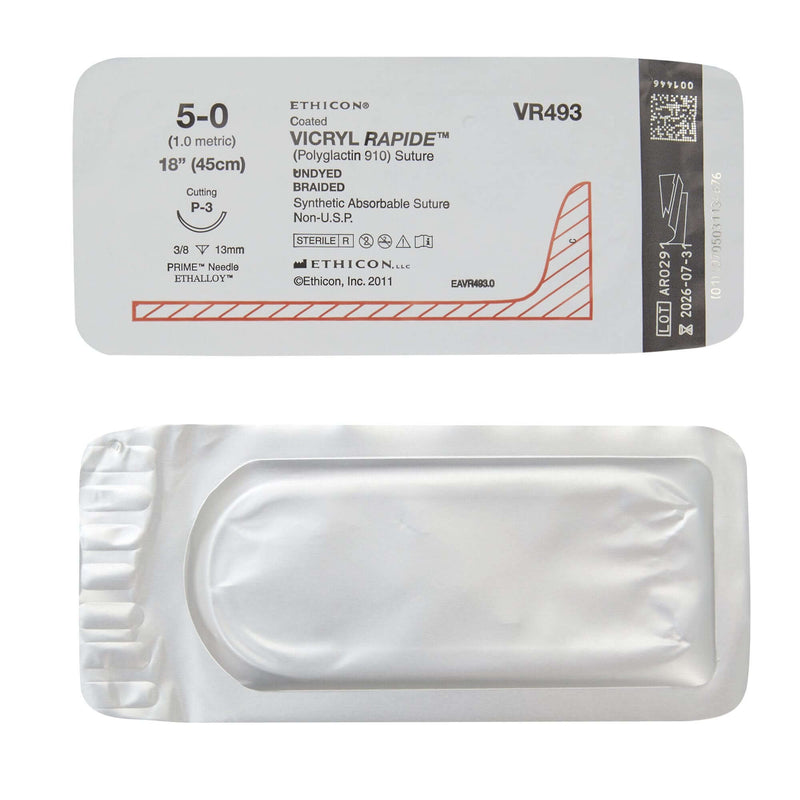 Vicryl™ Rapide Polyglactin 910 P-3 3/8 Circle Precision Reverse Cutting Needle Size 5-0 Braided | SurgiMac Dental Supply