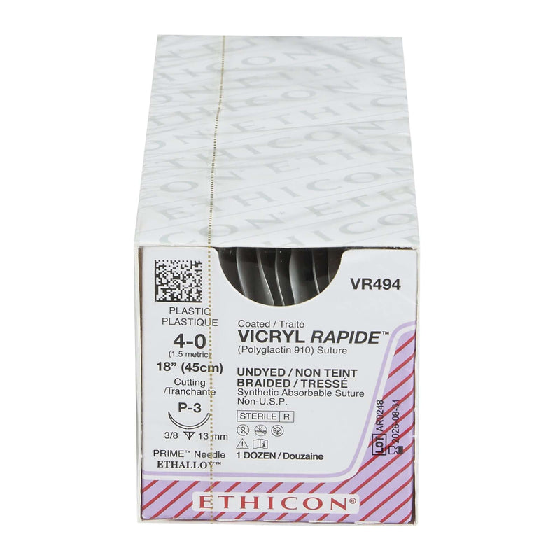 Vicryl™ Rapide Polyglactin 910 P-3 3/8 Circle Precision Reverse Cutting Needle Size 4-0 Braided | SurgiMac Dental Supply