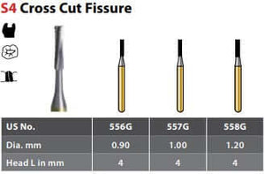Alpen/Speedster FG #557G SS (short shank) Straight Cross Cut Fissure Carbide | SurgiMac Dental Supply