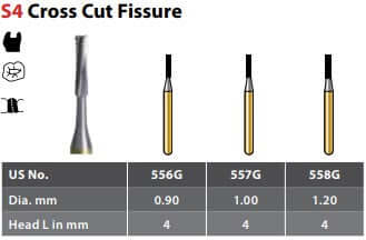 Alpen/Speedster FG #557G SS (short shank) Straight Cross Cut Fissure Carbide | SurgiMac Dental Supply