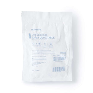 Surgical Laparotomy Sponge McKesson X-Ray Detectable Cotton 12 X 12 Inch 5 Count Soft Pack Sterile | SurgiMac Dental Supply