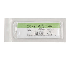 Nonabsorbable Suture with Needle LOOK Nylon C6 3/8 Circle Reverse Cutting Needle Size 4 - 0 Monofilament 944B
