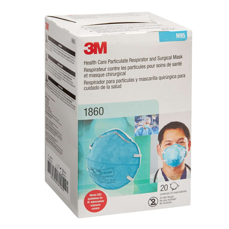 3M 1860 n95 mask Particulate Respirator Mask Cone Molded, ASTM F1862 Adult 1860-20