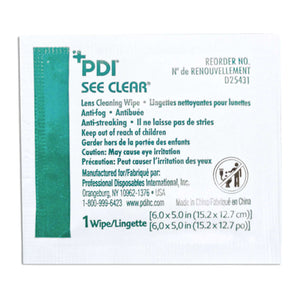PDI See Clear Eye Glass Cleaning Wipes, 6" x 5", 120/Box. 12/CS D25431