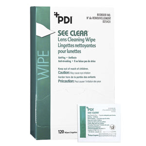 PDI See Clear Eye Glass Cleaning Wipes, 6" x 5", 120/Box. 12/CS D25431
