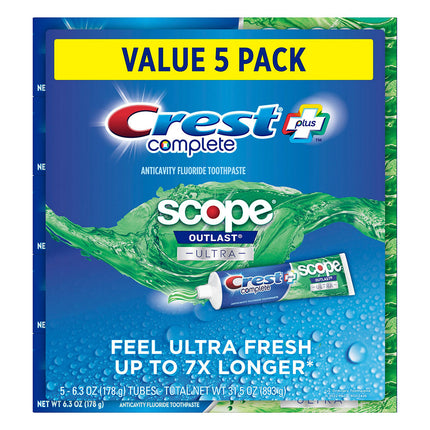 Crest | Crest Complete Plus Scope Outlast Ultra Toothpaste, 5 pk./6.3 oz. | 296728