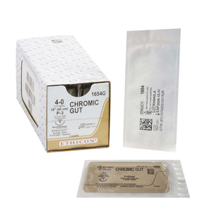 Absorbable Suture with Needle Chromic Gut P-3 3/8 Circle Precision Reverse Cutting Needle Size 4 - 0 | SurgiMac Dental Supply